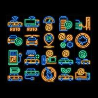 ilustración de icono de brillo de neón de transporte de coche eléctrico vector