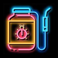 portable poison tank for beetles neon glow icon illustration vector