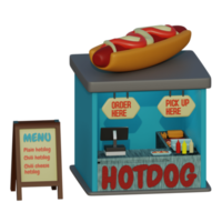 Boutique de hot-dog isométrique de rendu 3d parfaite pour le projet de conception de scène png