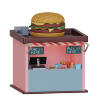 3d isometric burger shop perfect for design project png