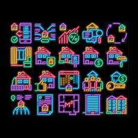 ilustración de icono de resplandor de neón de edificio de apartamentos vector