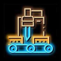 wood plank cutting machine neon glow icon illustration vector