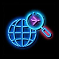 world airplane search neon glow icon illustration vector