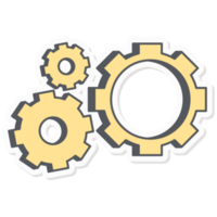 Rotating Gear Symbol Work Together Infographics Sticker Company Budget Presentation Icon png