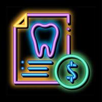 ilustración de icono de brillo de neón de lista de estomatología de dentista vector