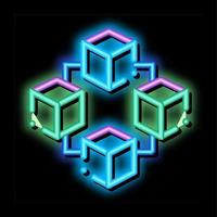 Blockchain Artificial Intelligence neon glow icon illustration vector