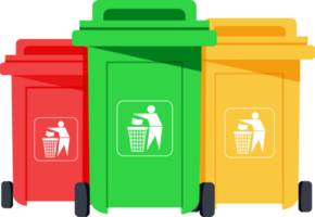green, red and yellow recycle bins png