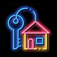 Key With Keyfob In Building Form neon glow icon illustration vector