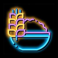 ilustración de icono de brillo de neón de espiguilla de trigo de comida saludable vector
