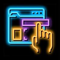 web site elements dragging neon glow icon illustration vector