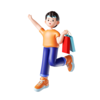 3D rendering cartoon male online shopping image png