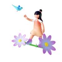 3d interpretazione cartone animato ragazza png