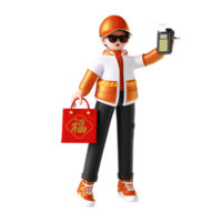 3D-Rendering Cartoon männlichen Online-Shopping-Bild png