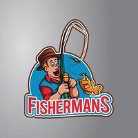 insignia de diseño de ilustración de pescador vector