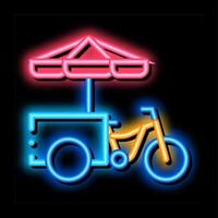 ilustración de icono de resplandor de neón de bicicleta de comida rápida
