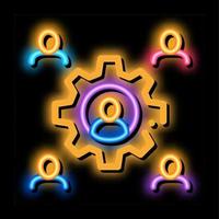 working outsource emplayees neon glow icon illustration vector