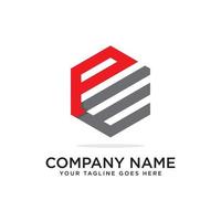 P and E logo design template, initial logo vector