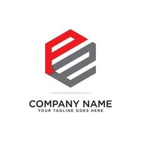 P and E logo design template, initial logo vector