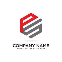 P and S hexagonal logo design template, initial logo idea vector