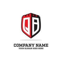 Q B initial logo designs, shield logo template, letter logo inspirations vector