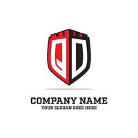 Q D initial logo designs, shield logo template, letter logo inspirations vector