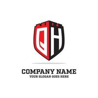 Q H initial logo designs, shield logo template, letter logo inspirations vector