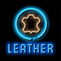 genuine leather label neon glow icon illustration vector