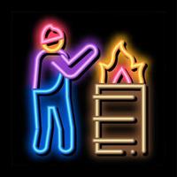 homeless warming flame neon glow icon illustration vector