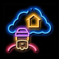 homeless dreaming about home neon glow icon illustration vector