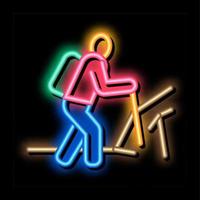 human hiking neon glow icon illustration vector