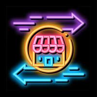 shop building arrows neon glow icon illustration vector