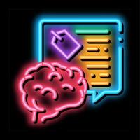 ilustración de icono de brillo de neón de información de precio de cerebro vector