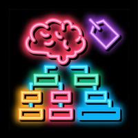 brain label hierarchy chart neon glow icon illustration vector