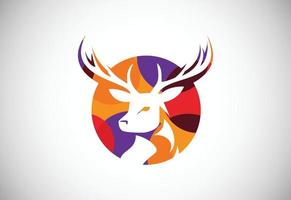 Low poly hunting logo design template, Hunting club, Deer head logo vector