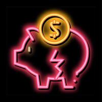 chopped piggy bank neon glow icon illustration vector