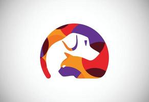 Low poly pet care logo design template. Animal logo design vector icon illustration