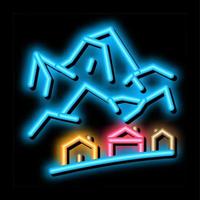 ski resort village neon glow icon illustration vector