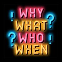 questions why what who when neon glow icon illustration vector