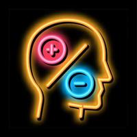 human head plus minus neon glow icon illustration vector