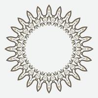 free decorative round frame for design with floral ornament. Circle frame. Template for printing postcards, invitations, books, for textiles, engraving, wooden furniture, forging. Vector