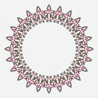 free decorative round frame for design with floral ornament. Circle frame. Template for printing postcards, invitations, books, for textiles, engraving, wooden furniture, forging. Vector