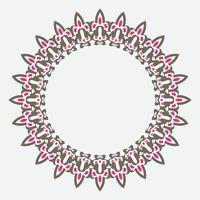 free decorative round frame for design with floral ornament. Circle frame. Template for printing postcards, invitations, books, for textiles, engraving, wooden furniture, forging. Vector