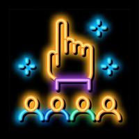 finger up gesture and audience neon glow icon illustration vector
