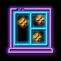 shockproof glass in window neon glow icon illustration vector
