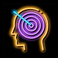 target to brain neon glow icon illustration vector