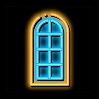 arched window consisting of square glasses neon glow icon illustration