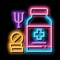 medical pills for mental disorder neon glow icon illustration vector