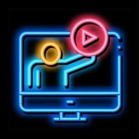 viewing in computer mode neon glow icon illustration vector