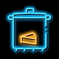 cheese soup pan neon glow icon illustration vector