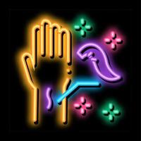 application of leeches on arm neon glow icon illustration vector